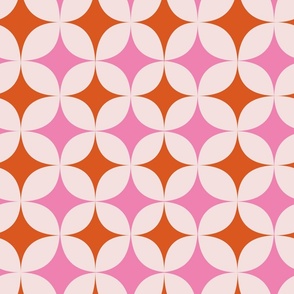 Mid century Retro starbursts in  pink and orange 