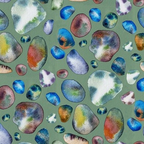 Watercolor stones sea vibes cyan