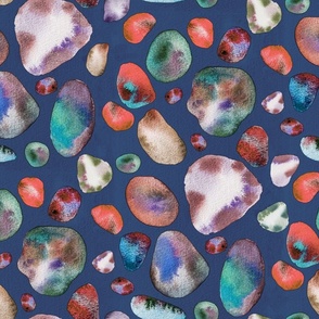 Watercolor stones sea vibes blue