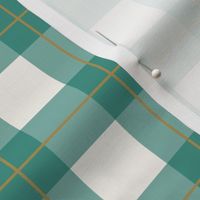 Christmas Gingham Stripes Pattern: Holiday Stripes in Green, white and gold (Large)