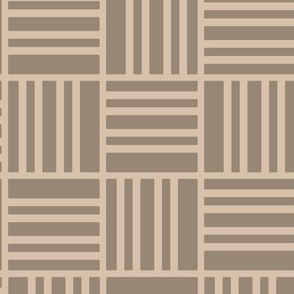 Bars inside checks earthy taupe and terracotta - minimal geometric checkerboard - large scale for bedding and home decor 