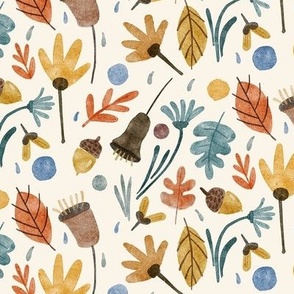 September Leaves  | sepia colors & dreamy pastel blue