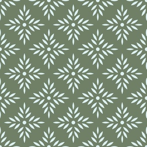 Boho geometric flowers diamonds moss green