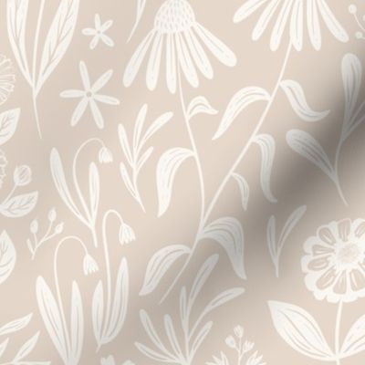 Wildflowers - cream on tan inverted - medium