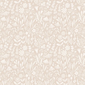 Wildflowers - cream on tan inverted - small