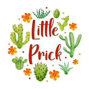 18x18 Panel Little Prick Sarcastic Cactus and Flowers on White for DIY Throw Pillow Cushion Cover or Tote Bag