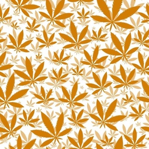 Bigger Scale Marijuana Cannabis Leaves Sunset Burnt Orange on White