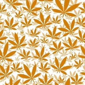 Smaller Scale Marijuana Cannabis Leaves Sunset Burnt Orange on White