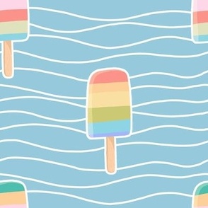 Summer Fun rainbow popsicles in blue 8 inch