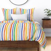 Colorful Fun Stripes Vertical Red Green Blue Yellow Off-White L