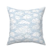  hand-drawn summer clouds serenity blue textured ,sky fabric medium scale