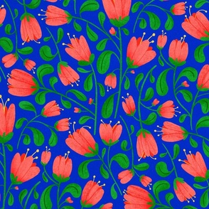 Tulips on  royal blue (L)