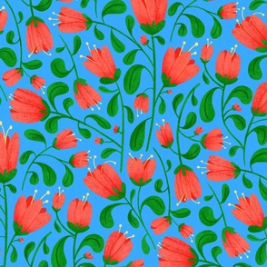 Tulips on blue (L)