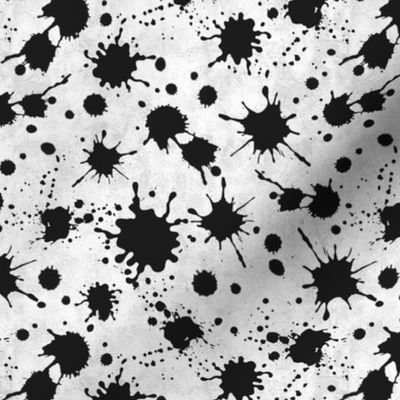 Medium Scale Blood Splatter Drops Black on White Grunge