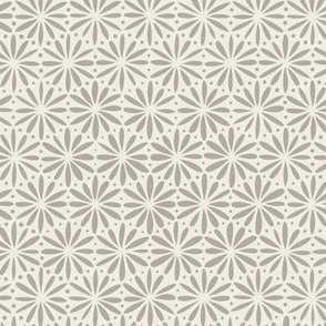 flowers and dots - cloudy silver taupe_ creamy white - hand drawn floral