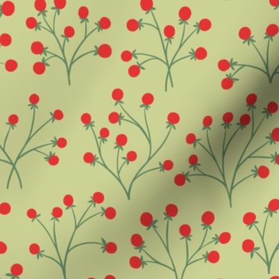 Christmas Berries on Green // Large Scale