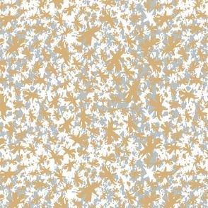 Gold And Gray On White Botanical Motifs Overlapping Small Scale