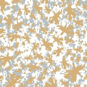 Gold And Gray On White Botanical Motifs Overlapping Medium Scale
