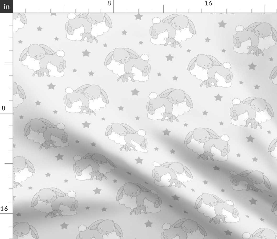 Bunny on Clouds Baby Nursery Gray Small Size