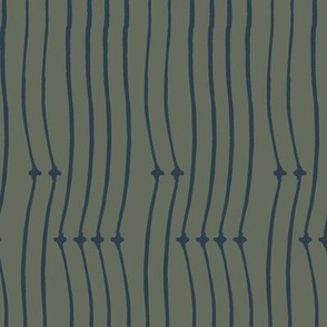 Knotted Twine Navy On Green Large Scale