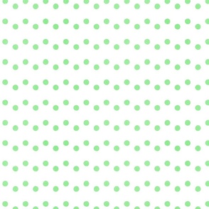 (S) Pastel green on white Polka Dots 