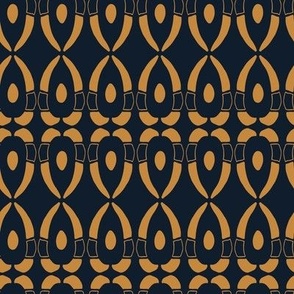 (M) Greek ornament in light brown on dark blue