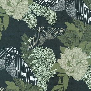 Forest Green Moth and Florals