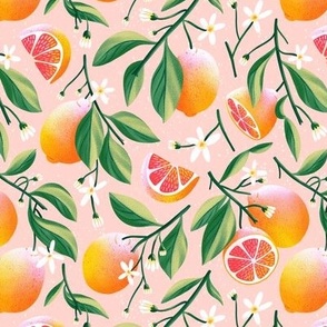 Sunny grapefruits summer pattern, small scale