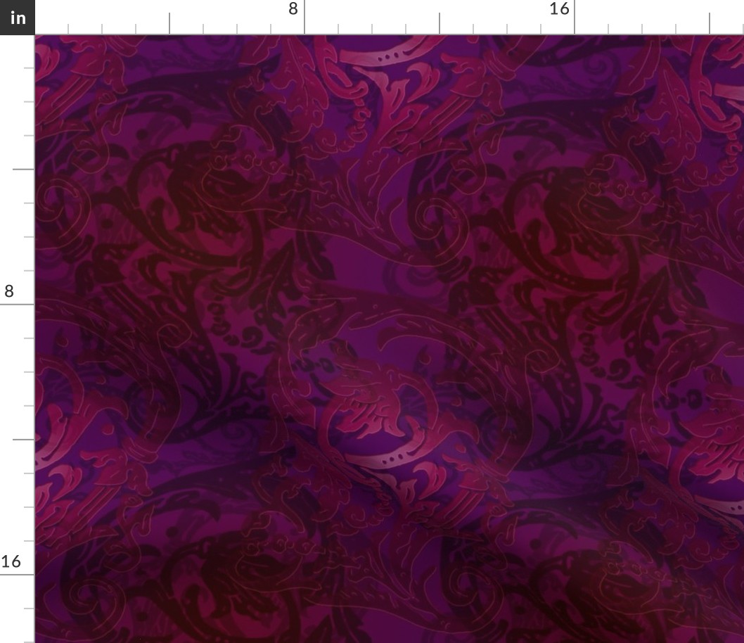 Baroque Curlicue in Merlot and Aubergine