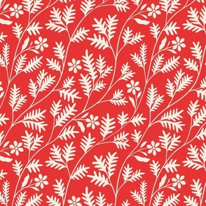 Floral Vines in Red and White // Large Scale