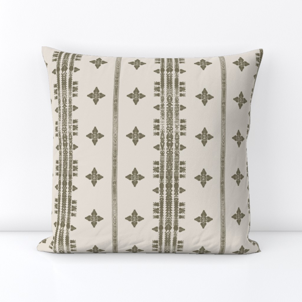 Moroccan Stripe  olive leaf 