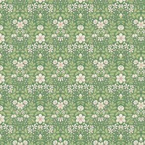 Bells and Berries // Green, Blush Pink, and Warm White // Medium Scale