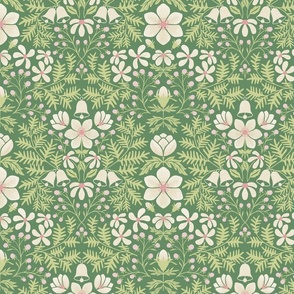 Bells and Berries // Green, Blush Pink, and Warm White // Large Scale