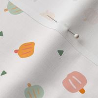  scattered pumpkins and triangles - SMALL - off white background