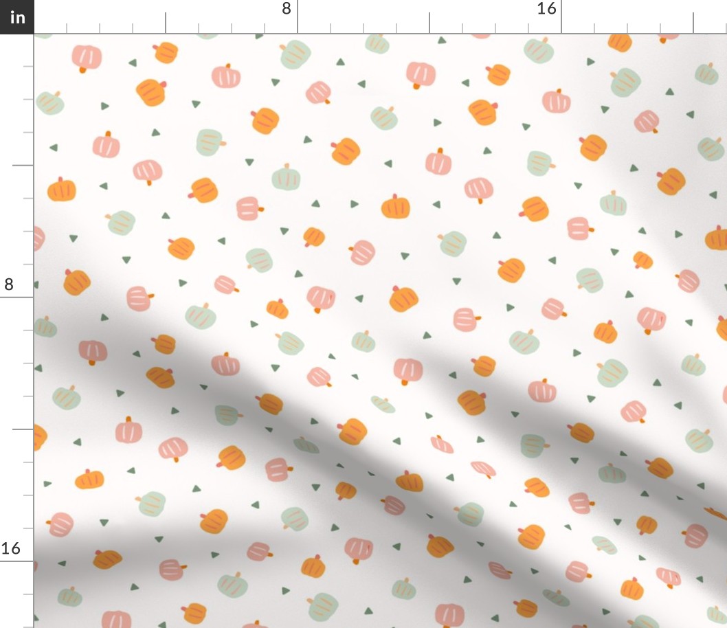  scattered pumpkins and triangles - SMALL - off white background