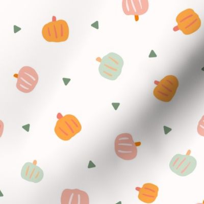  scattered pumpkins and triangles - MEDIUM - off white background