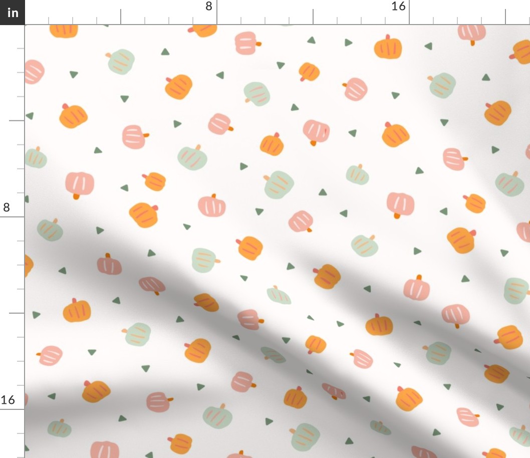  scattered pumpkins and triangles - MEDIUM - off white background