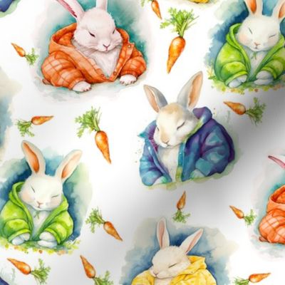 Sleepy Bunny Dreaming of Carrots SPOONFLOWER 150 12 x 8