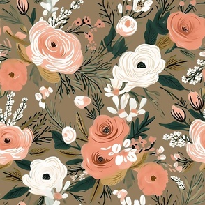 Garden Party – Soft Spice/White on Rich Mocha - New 