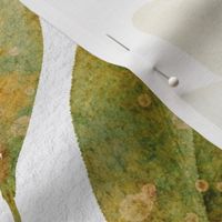 myrtus pimenta large - hand-painted warm green leaf - autumn watercolor botanical wallpaper