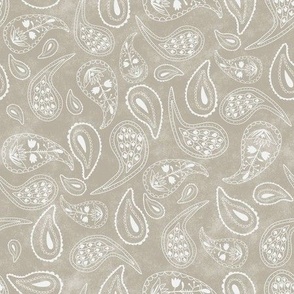 faded beige and white paisley