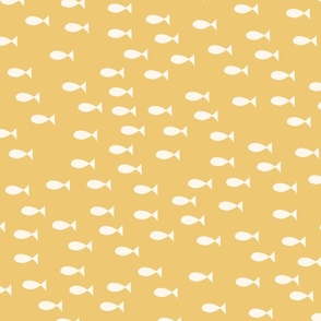 Simple little hand drawn fish // SMALL // Eggshell White Yellow