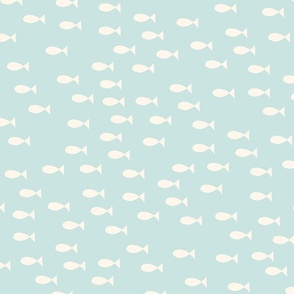 Simple little hand drawn fish // SMALL // Eggshell White Baby Blue