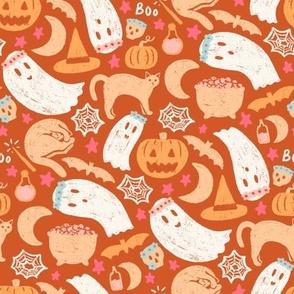 Ghostly Delight Trick or Treat Retro Cute Halloween Aesthetic, 9in