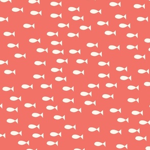 Simple little hand drawn fish // SMALL // Eggshell White Red