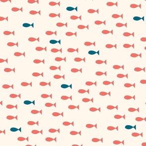 Simple little hand drawn fish // SMALL // Red Blue White