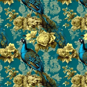 Golden Peacock Wallpaper and textiles