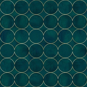 Abstract watercolor background with dark teal color circles #1
