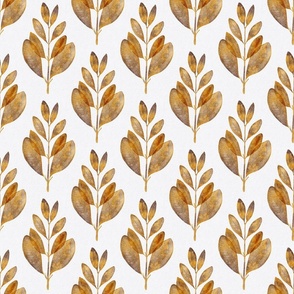 myrtus pimenta small - hand-painted golden brown leaf - autumn watercolor botanical wallpaper