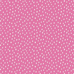 Cream white hand drawn polka dots on barbie pink, Cute, Fun and simple. SMALL, 1/8 inch dots